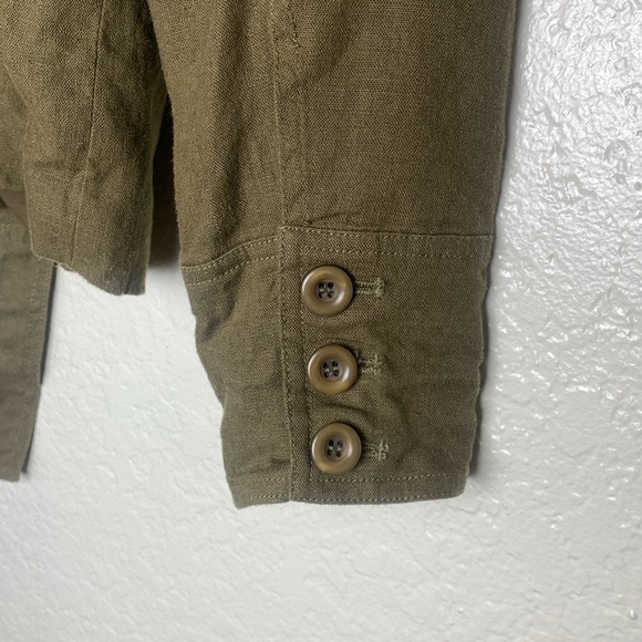 Isabella Bird Linen Safari Blazer – Olive Green Utility Jacket – Size 8 - Picture 3 of 11